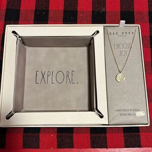 NIB Rae Dunn jewelry tray and necklace set